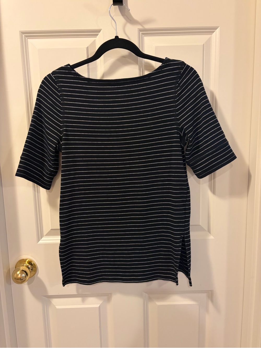 Madewell Black and White Striped Short-Sleeve Boatneck Top
